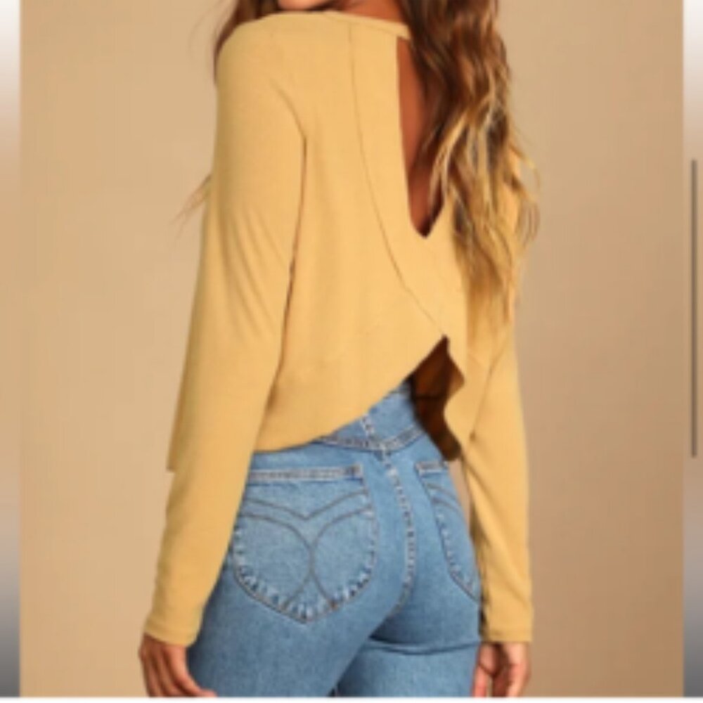 Lulus long sleeve top. camel-colored "peach"